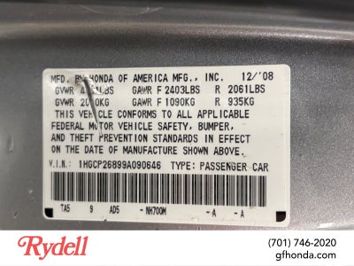 2009 Honda Accord Sdn EX-L