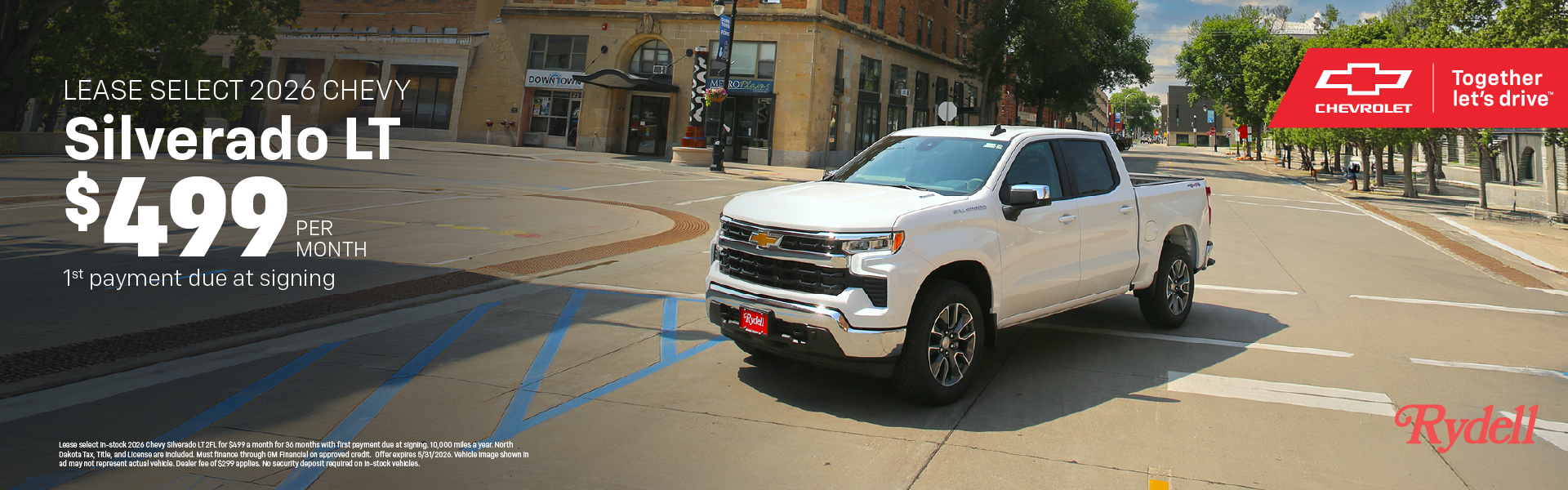 Lease select 2026 Chevy Silverado LT $499 for 36 months